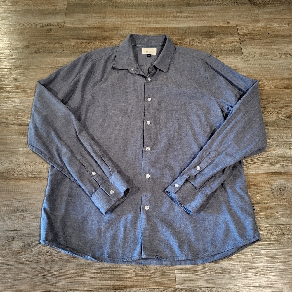 Civil Society Regular Fit Long Sleeve Button Up Twill Knitted Shirt Mens Size XL